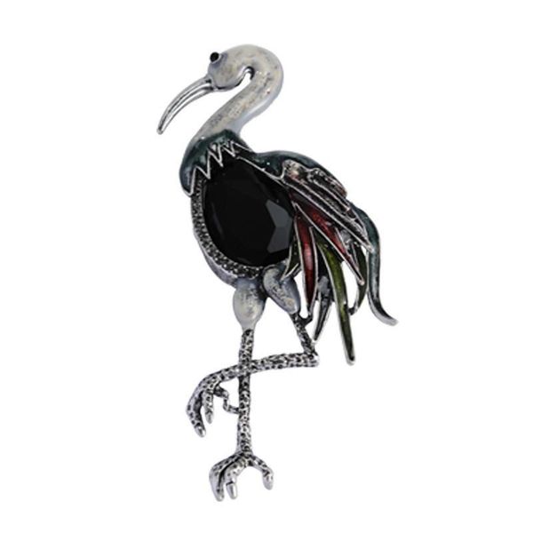 

doluo 2019 новый шаблон журавля брошь высокий горный хрусталь flamingo брошь pin украшения аксессуары ювелирные изделия, Gray