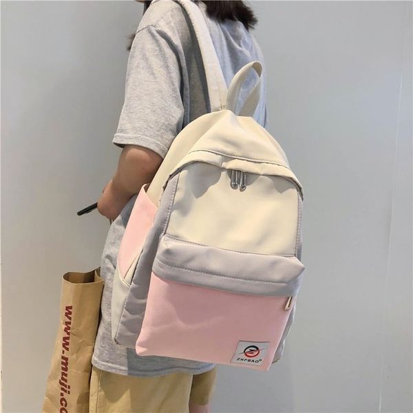 

women backpack ancient sense girl student casual waterproof bag college wind small fresh color matching color panelled backpack