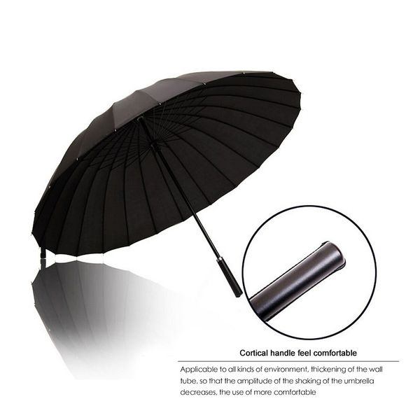 

24 ribs rainy solid umbrella manual open manual closed umbrella large long windproof waterproof fiber female y1