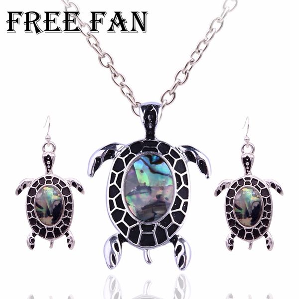 

fan cute shell turtle jewelry set for women antique costume love animal boho jewelry necklace set kids jewellery gift, Silver