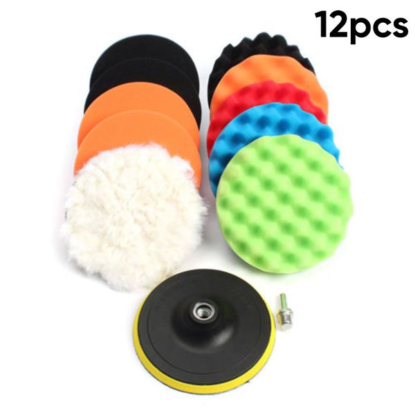 

woolen polishing pad set accessory drill adapter waxing outdoor washable 12pcs cleaning tool