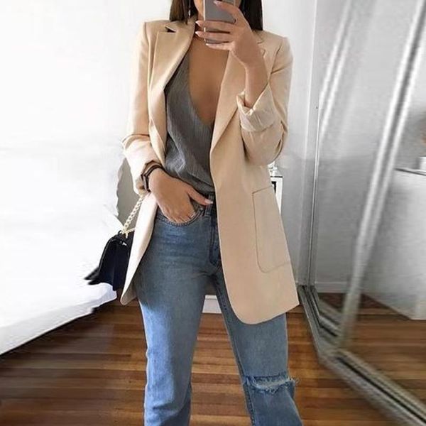 

women's coat fashion new style lapel ol commuter professional women's suit patch pocket uniform jacket clothing, White;black