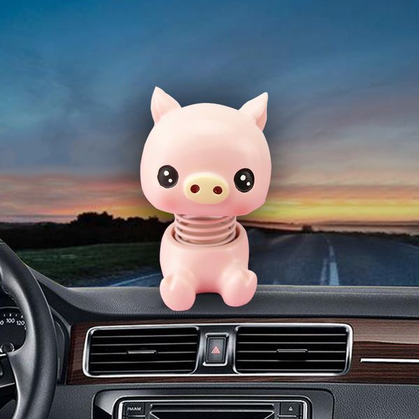 

cute shaking head pig doll car ornaments auto accessories cartoon decoration automobiles internal dashboard nodding toy kid gift