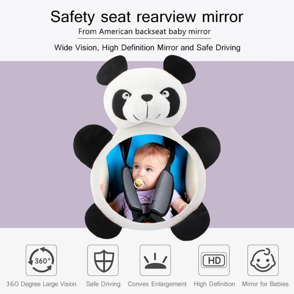 

cartoon car interior baby mirror wide vision adjustable infant seat rearview mirror panda elephant shaped accessories