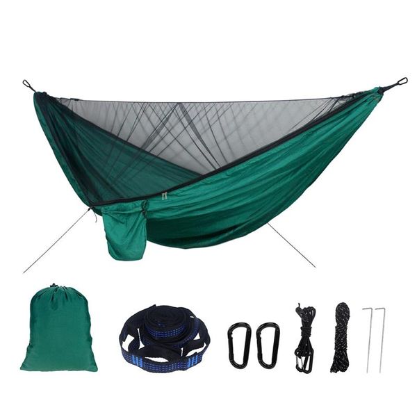 

portable camping hammocks outdoor backpacking survival hunting camping automatic quick opening sleeping bed hammock with straps