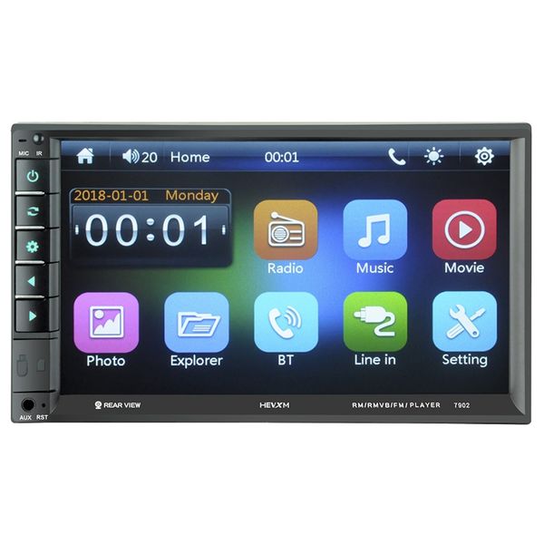 7902 Hands-Free İletişim / FM Radyo / Geri Görüntü / 7 inç Bluetooth Araç MP5 Çalar araba dvd