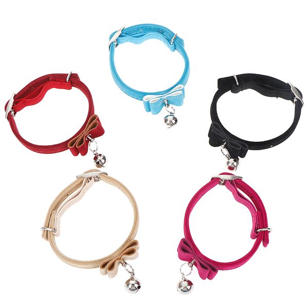 

fashion dog cat pet collar kitten velvet bow tie neck safety bowtie with bell