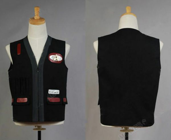 

star trek iii-v scotty engineering vest jacket uniform cosplay costume, Black;red
