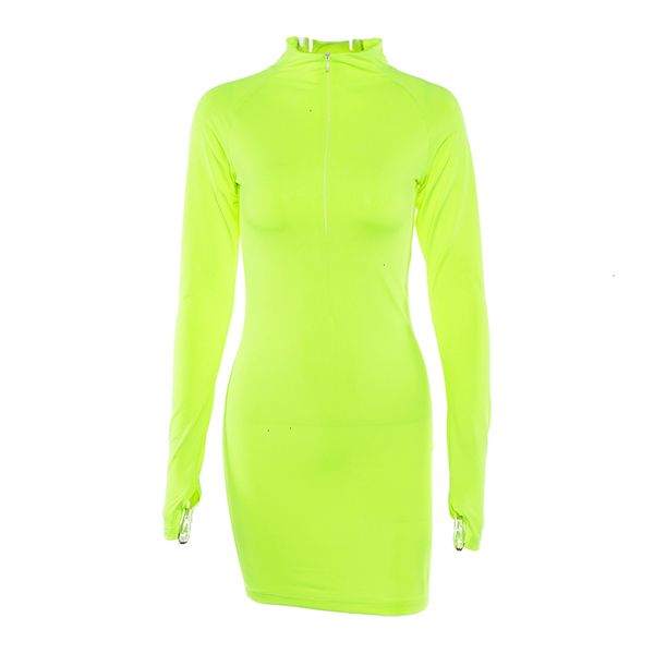 

new autumn fleece fashion women casual long sleeve half open zip collar straight solid color dress tight mini dress designer clothes, Black;gray