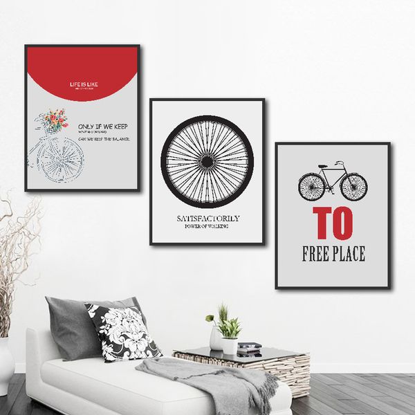 

black and white canvas painting abstract bicycle city wall art picture modern fashion artwork quotes posters and prints no frame
