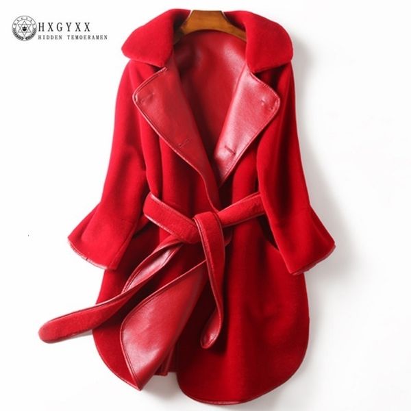 

2019 two sided natural fur coats warm thick woolen overcoat real fur sheepskin coats long winter parka shearling jacket okd577 y190926, Black;brown