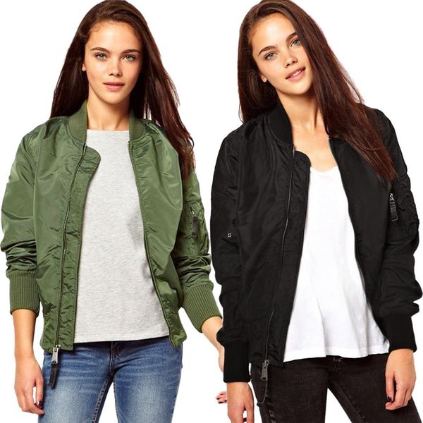 

2015 new fashion women's jacket coat with zipper wind-proof smooth army air force pilot fly tactical ourwear clothing black green sy900, Black;brown