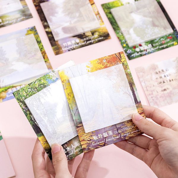 

36 pcs/lot natural scenery memo pad sticky notes kawaii post bookmark stationery label stickers school supplie notepad escolar