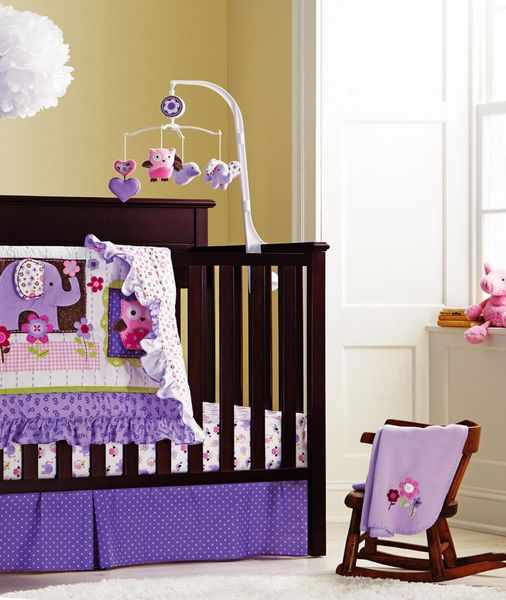 Purple Baby Girl Bedding Set Cot Bumper For Newborn Crib