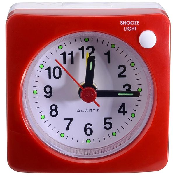 

mini square bedside silent sweep alarm clock student silent snooze alarm clock non ticking noise with led snooze light decor