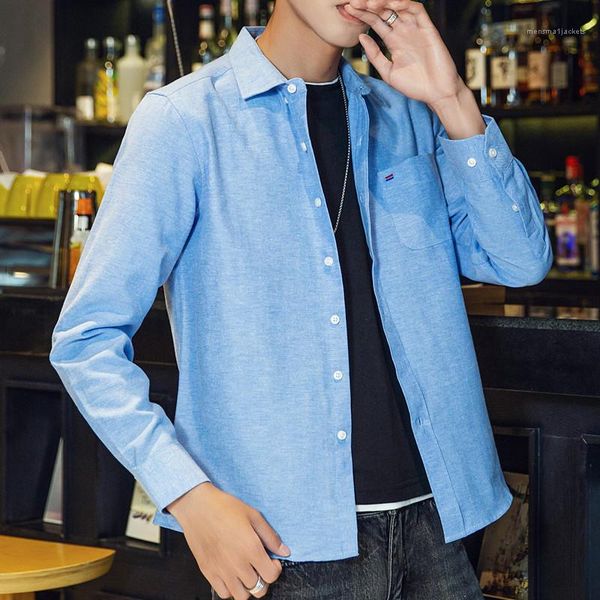 

slim tees summer solid color mens clothing designer mens casual shirts turn down collar long sleeved patchwork, White;black