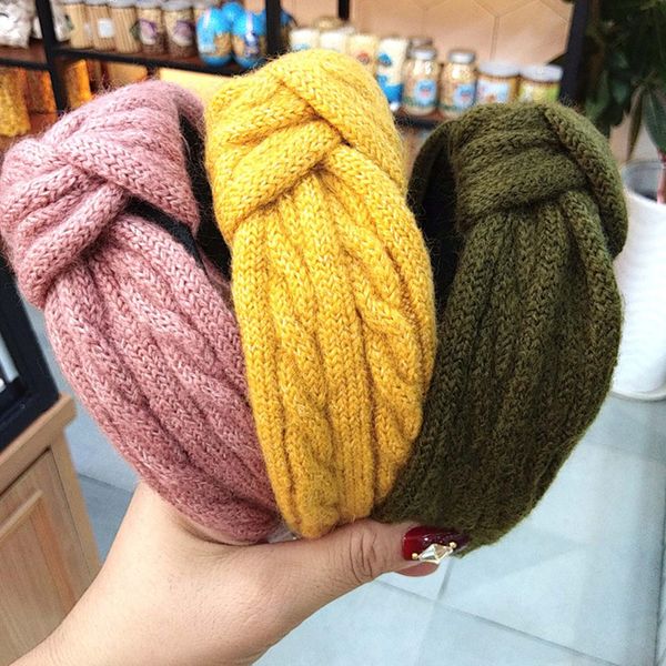 

autumn winter girls hair bows fashion knitted knot hair sticks fitness sport headband korean style vintage headbands women hair accessories, Slivery;white