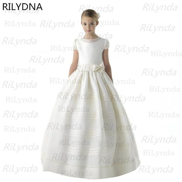 

white lace girls dresses floor length first communion dress princess dress, Red;yellow