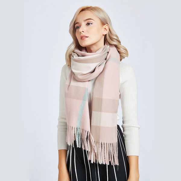 

the new couple thick warm autumn and winter fashion classic bristle england plaid cashmere scarves sky female shawl, Blue;gray