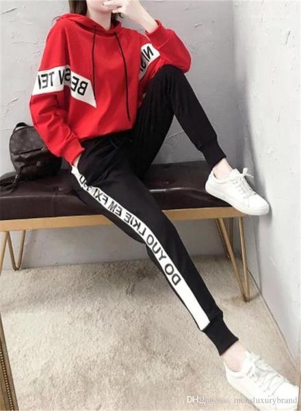 

color hooded letter print womens two pieces suits hoodies pants autumn new womens soprts tracksuits solid, Gray