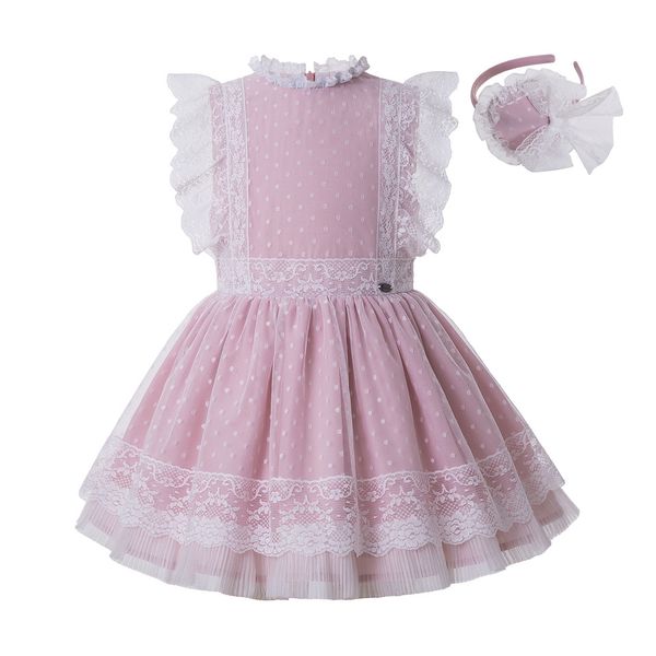 

pettigirl new pink party girl dress for 2-8year girl sleeveless lace dress with headband kids clothing g-dmgd212-301, Red;yellow