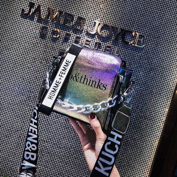 

women bags female new fashion bright letter print handbag chain hand bag wide famale shoulder bag sports square crossbody pouch