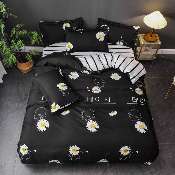 

classic black bedding sets quilt cover duvet set pillowcases full twin king  double single size bedclothes home textile