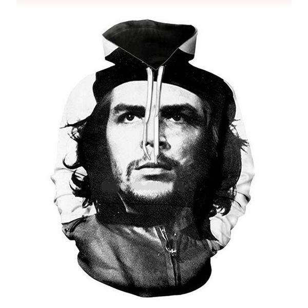 

new fashion women/men harajuku style che guevara casual 3d printed sweatshirts hoodies sportwear coat r0130, Black