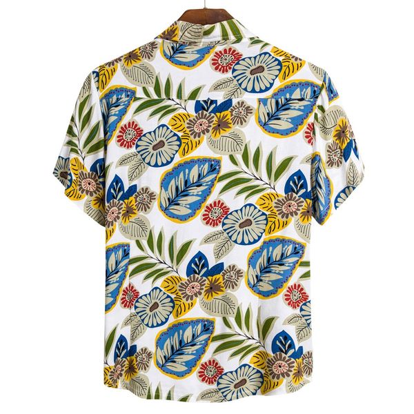 

men's ethnic short sleeve casual cotton linen print men hawaiian shirt blouse loose beach causal shirts retro shirt men clothes, White;black