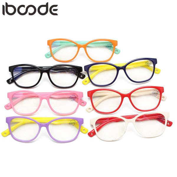

iboode kids glasses computer anti blue light flexible tr90 silicone girls boys optical frame prescription eyewear oculos de grau, Black
