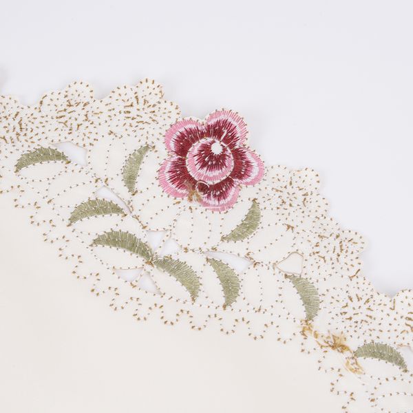 

embroidered floral fabric cutwork round tablecloth table er/cloth ornament