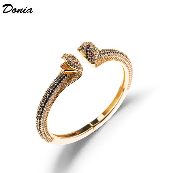

donia jewelry fashion exaggeration european and american animal copper bracelet with zirconia jewelry adjustable opening bracelet, Black