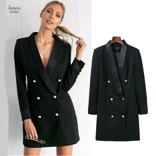 

tops профессиональной женщина костюмы платья двойной брестед blazer куртка ol кнопки пальто зубчатого кардиган мини женщины blazer, White;black