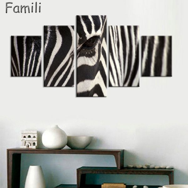 

5panel oil painting zebra decoration painting home decor on canvas modern wall art canvas print poster canvas painting