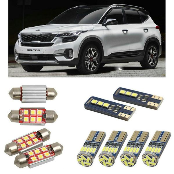 

led interior car lights for kia seltos room dome map reading foot door lamp error 8pc