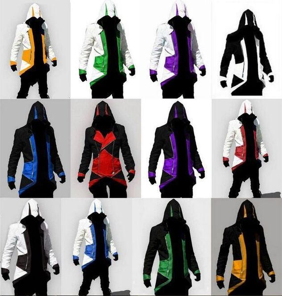 

2 colors designer hoodies assassins creed 3 iii conner kenway nhl hoodies coat jacket cosplay costume hoodies for men, Black
