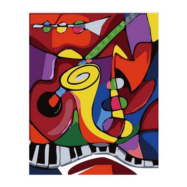 Olieverfschilderij van nummers Viool/Piano 50*40CM/20*16 Inch op canvas voor huisdecoratiekits [ingelijst]