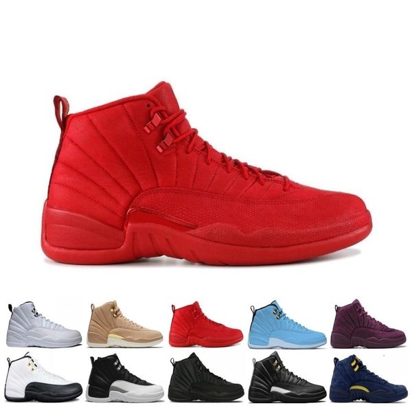 

new wntr mens 12 12s basketball shoes the master dark grey flu game playoffs french blue gym red trainers sports sneakers size 8-13