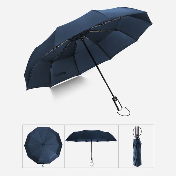 

wind resistant folding automatic umbrella rain big rain parasol umbrella black coating 10 ribs hg99