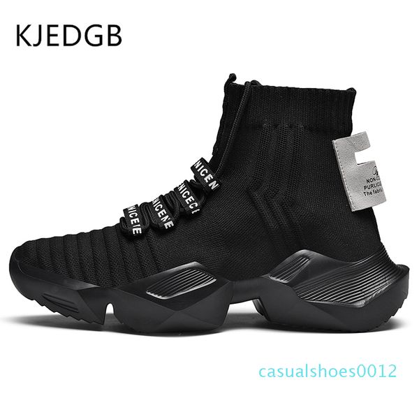 

kjedgb 2019 ins socks mens sneakers lace-up men shoes breathable mens outdoor casual solid black/white shoes designer c12