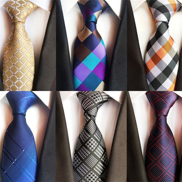 

cityraider марка проверка пледы полосатого серебро синие черное золото шелковое платье галстуки для мужских тонких галстуков 3.15" для свадь, Blue;purple