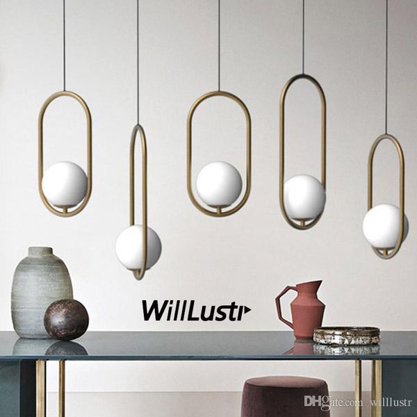 

modern iron pendant lamp glass suspension lighting living room bedroom restaurant hall cafe round oval metal ring hanging light