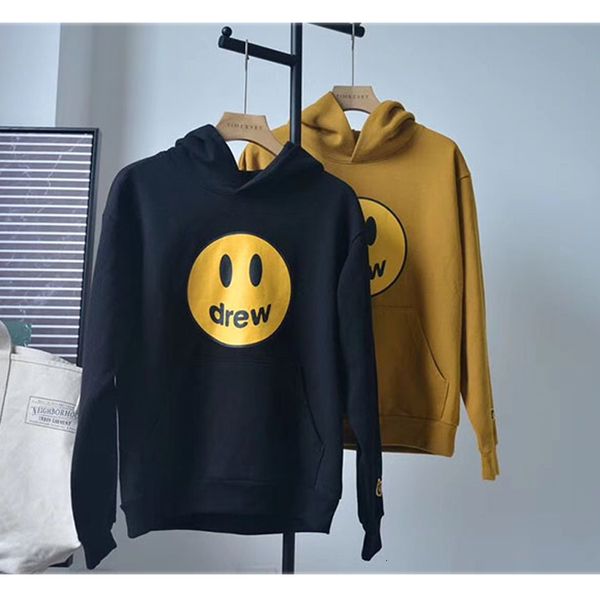 

19ss justin bieber hoodies men women smiley face autumn winter dh cotton loose casual drew house sweatshirts pullover t191108, Black