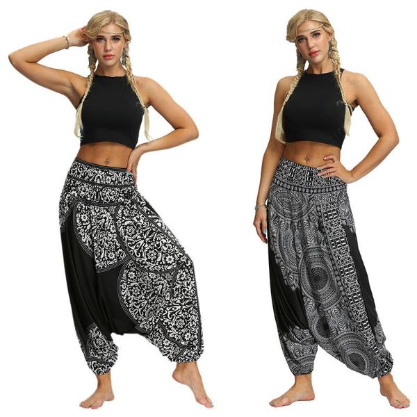 

spring autumn loose pants women casual bohemian loose yoga travel lounge festival beach pants outdoor fitness sport trouser#30, White;red