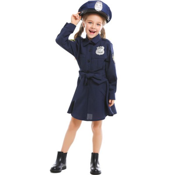 

girls women costumes kid uniform officer playtime cosplay army clothes fighting performance uniforms, Black;red