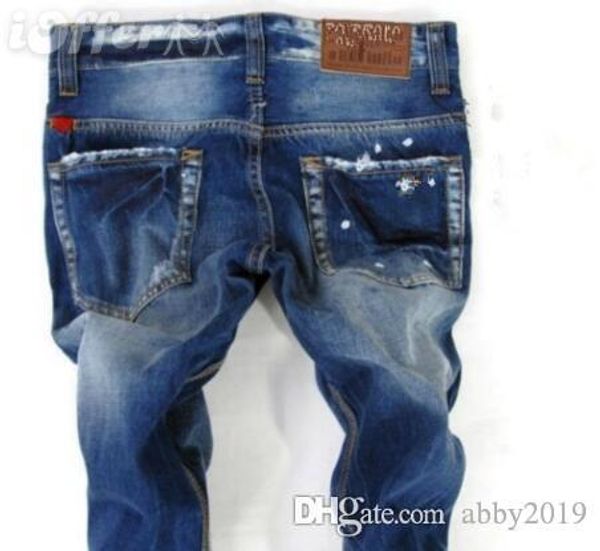 

men's distressed ripped skinny jeans fashion designer mens jeans motorcycle moto biker causal mens denim pants hip hop men jeans, Blue