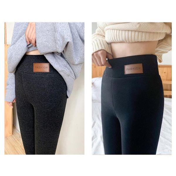 

warm pants winter skinny thick velvet wool fleece girls leggings women trousers lambskin cashmere pants for women leggings, Black