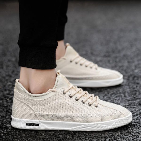 

2020 breathable casual canvas men shoes walking men shoes comfortable male sneakers, Black