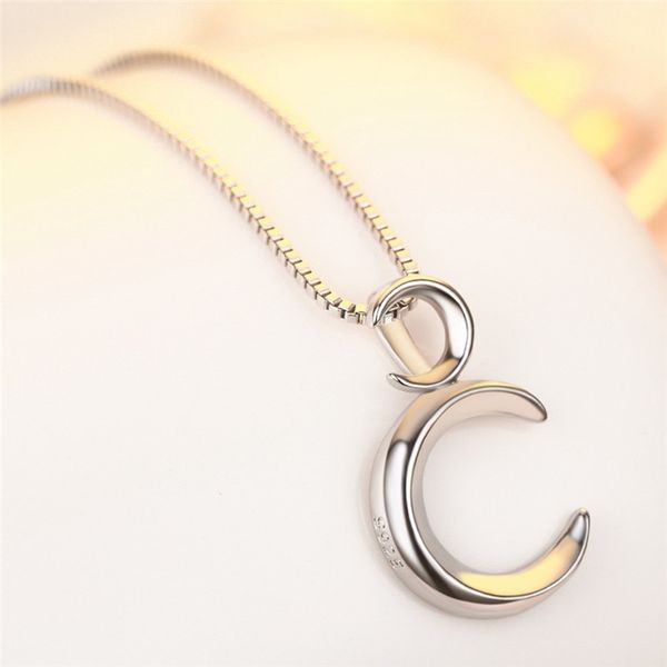 

trendy 925 sterling silver necklace women choker accessories fashion zircon moon pendant necklace for girls jewelry princess