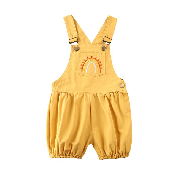 

Newborn Baby Girl Boy Rainbow Romper Pocket Sleeveless Strap Jumpsuit Baby Girl Clothes Summer Cotton Romper Jumpsuit 6M-4Y